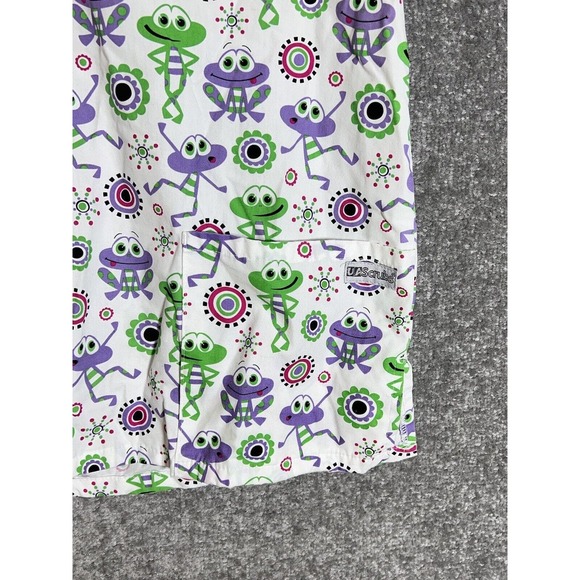 Uniform Advantage UA Silly Frog Scrub Top Womens Size Medium‎ Pockets V-Neck - Picture 7 of 12